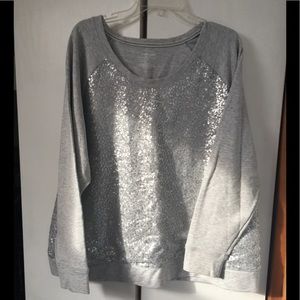 Gray sweatshirt with silver sparkly beads